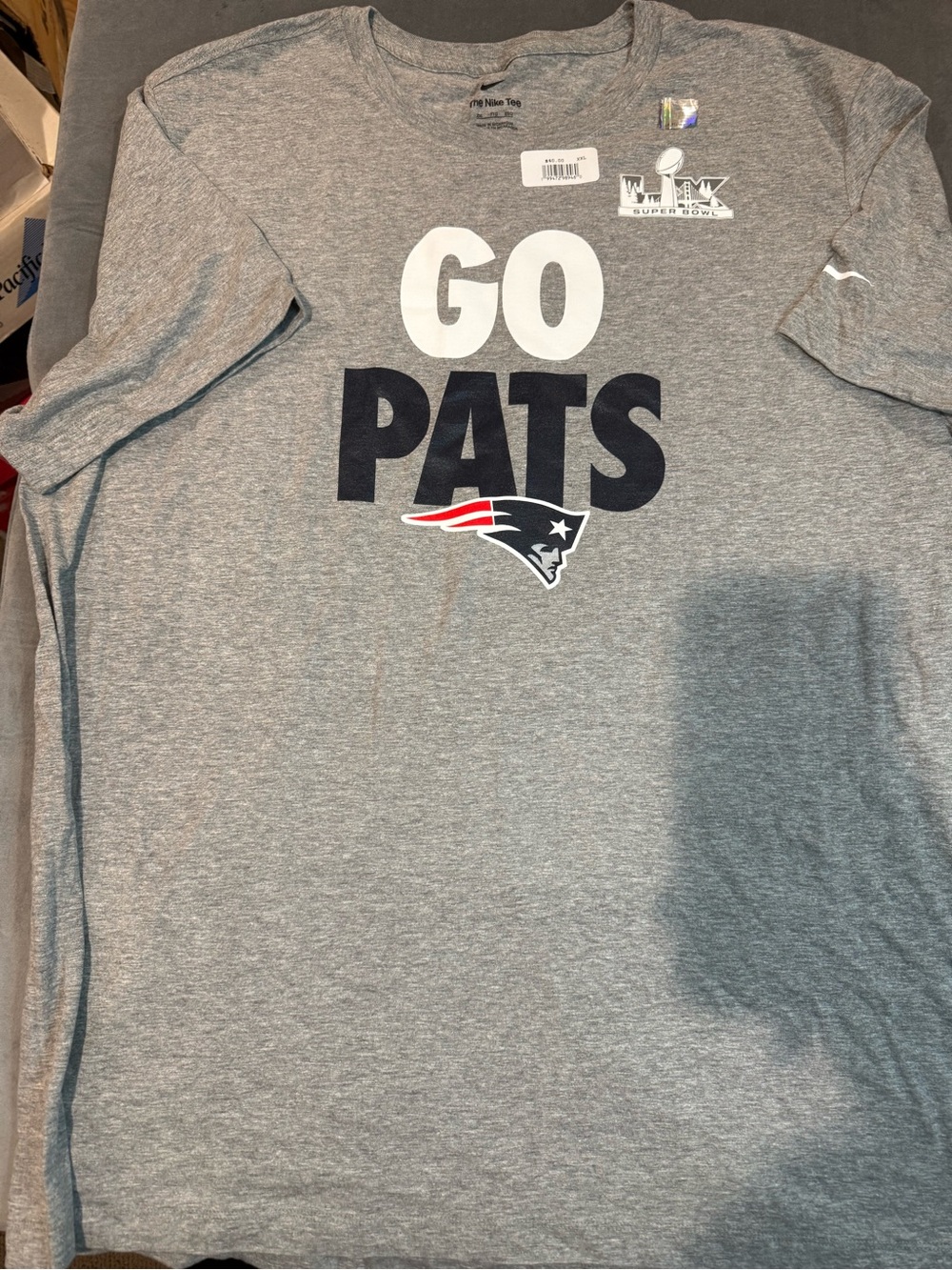 Nike Gray 'GO PATS' Short Sleeve Tee with Team Logo